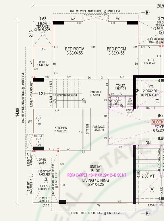 Upper Level Duplex Plan link in heights Floor Plan Upper Level Duplex Plan