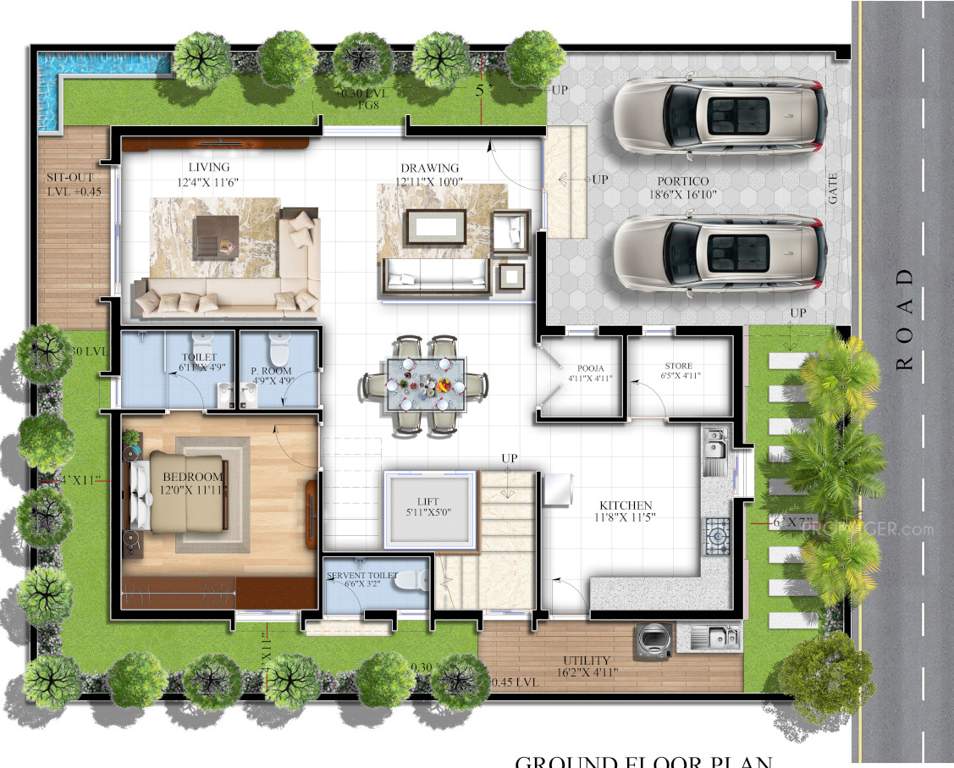  santorini villas Floor Plan Ground Floor Plan