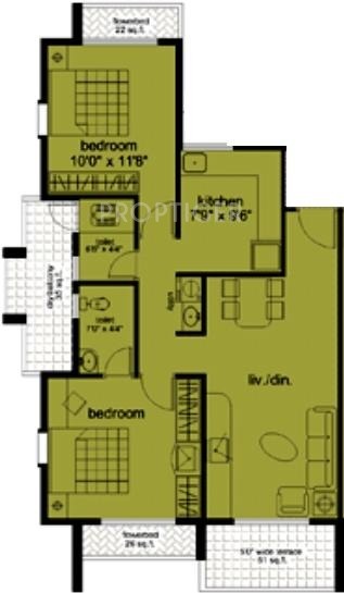 Satyam Heights I (2BHK+2T (1,115 sq ft) 1115 sq ft)