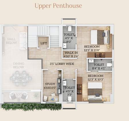  atreya Floor Plan Upper Level Penthouse Plan