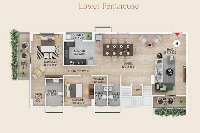  atreya Floor Plan Lower Level Penthouse Plan