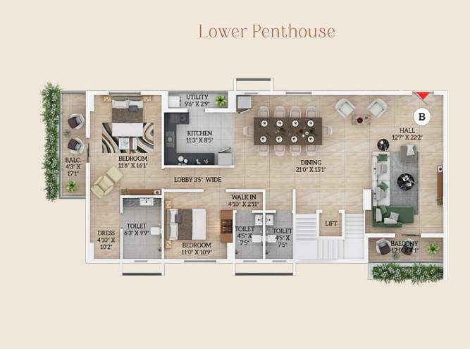  atreya Floor Plan Lower Level Penthouse Plan