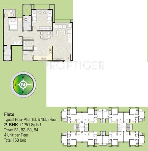 Happy Home Sapphire Green (2BHK+2T (1,251 sq ft) 1251 sq ft)