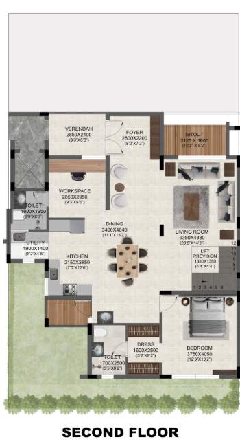  city ville Floor Plan Medium Level Floor