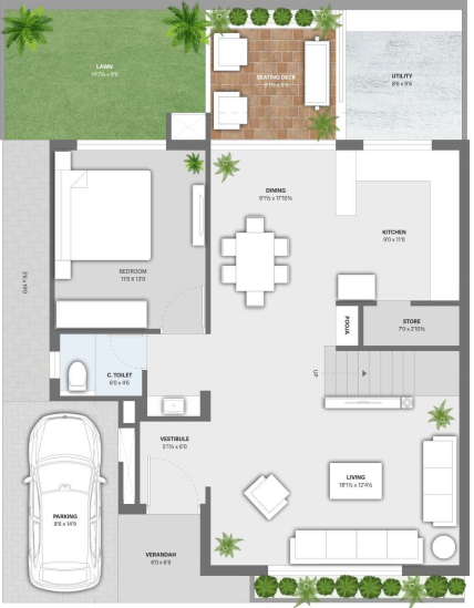  milanium bungalow Floor Plan Ground Floor Plan