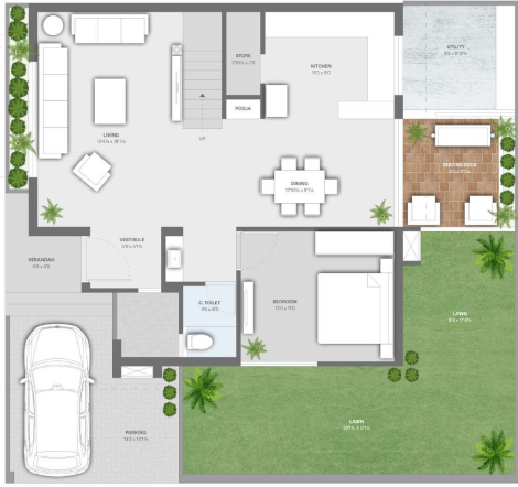  milanium bungalow Floor Plan Ground Floor Plan