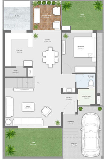  milanium bungalow Floor Plan Ground Floor Plan