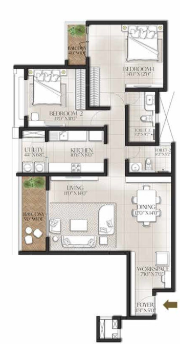 Floor Plan meridian park at the prestige city Floor Plan Floor Plan