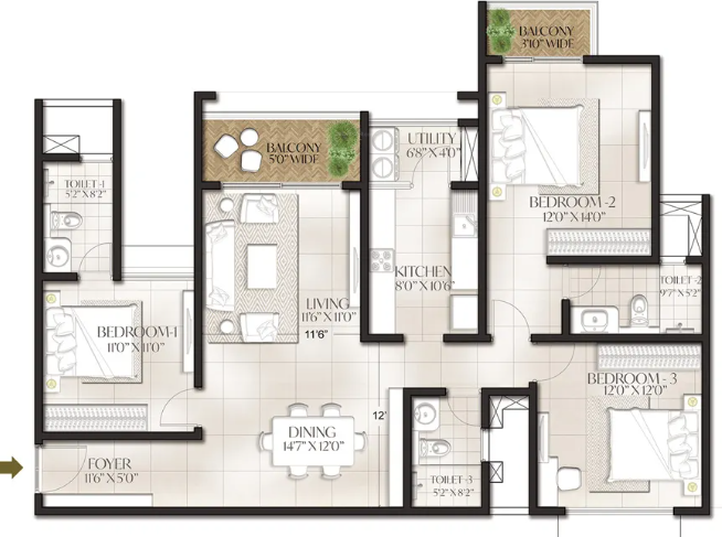 Floor Plan meridian park at the prestige city Floor Plan Floor Plan