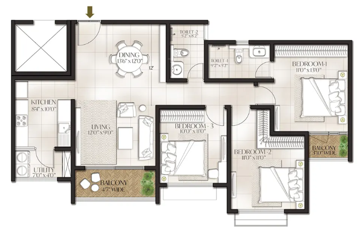 Floor Plan meridian park at the prestige city Floor Plan Floor Plan