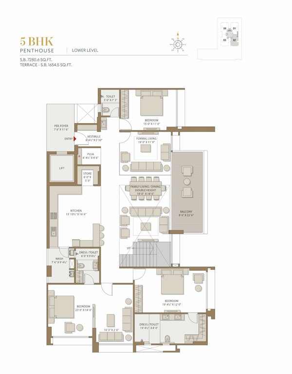  surya nivaas Floor Plan Lower Level Penthouse Plan