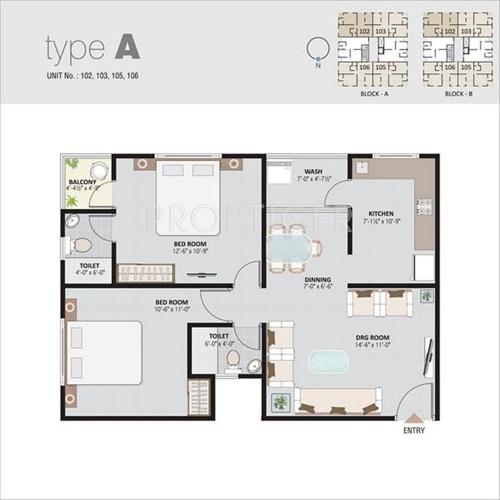 SWEEMIT Kishan Landmark (2BHK+2T (1,143 sq ft) 1143 sq ft)