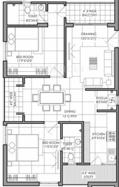 Hari Classic Apartment (2BHK+2T (1,115 sq ft) + Pooja Room 1115 sq ft)