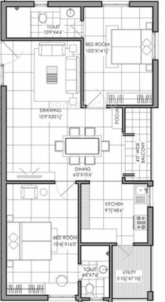 Hari Classic Apartment (2BHK+2T (1,185 sq ft) + Pooja Room 1185 sq ft)