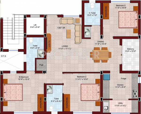 Ramani Shirgraham (3BHK+3T (1,397 sq ft) 1397 sq ft) Ramani Shirgraham (3BHK+3T (1,397 sq ft) 1397 sq ft)