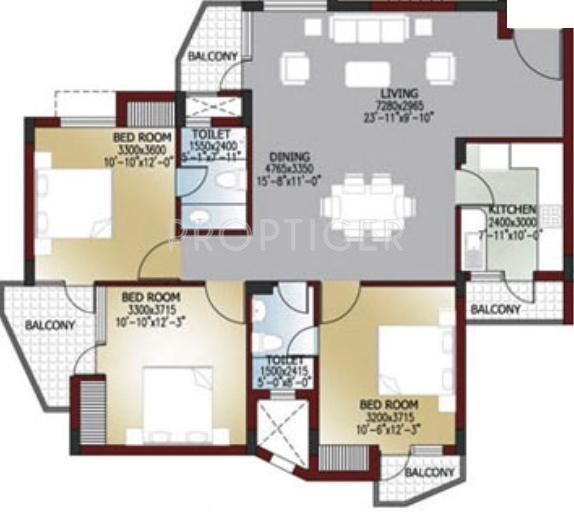 Ansal Iris Garden (3BHK+2T (1,561 sq ft) 1561 sq ft)