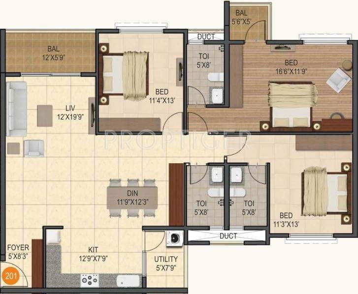 Sumadhura Silver Ripples (3BHK+3T (1,805 sq ft) 1805 sq ft)