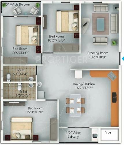 Sonsy Regal Dove (3BHK+3T (1,655 sq ft) 1655 sq ft)