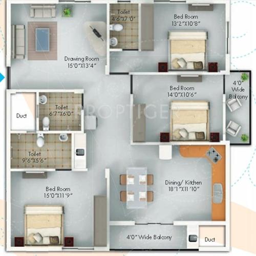 Sonsy Regal Dove (3BHK+3T (1,750 sq ft) 1750 sq ft)