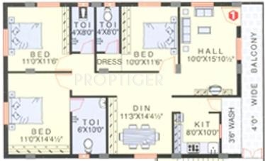 SSVS Builder and Developer KSR Residency (3BHK+3T (1,535 sq ft) 1535 sq ft)