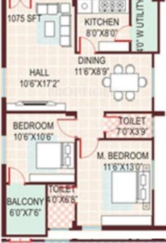 AV Madhava Residency (2BHK+2T (1,075 sq ft) 1075 sq ft)