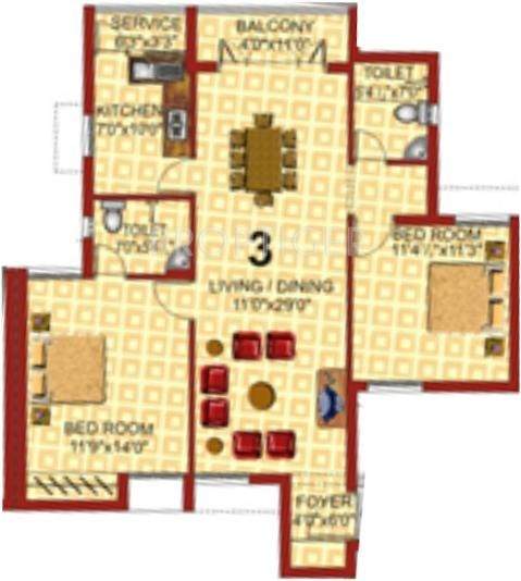Ramani Srishti (2BHK+2T (1,260 sq ft) 1260 sq ft)