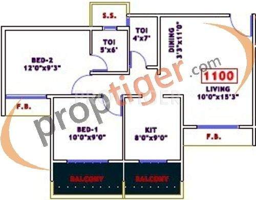 Saket Paradise (2BHK+2T (950 sq ft) 950 sq ft)