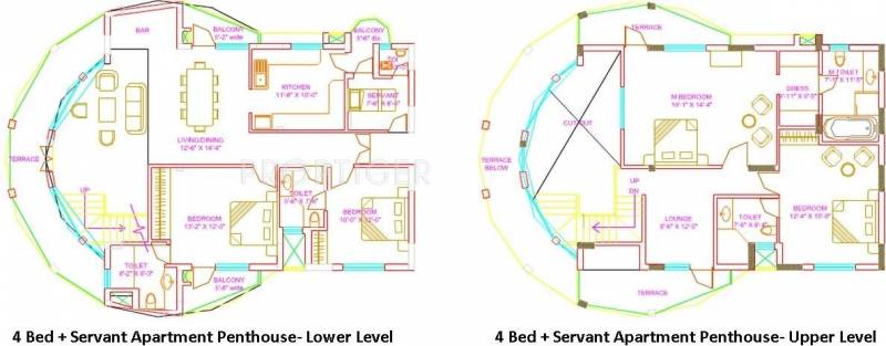 Omaxe Heights Floor Plan (4BHK+4T)