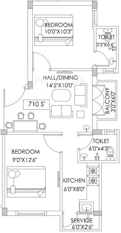 Le Sai Krupa (2BHK+2T (710 sq ft) 710 sq ft)