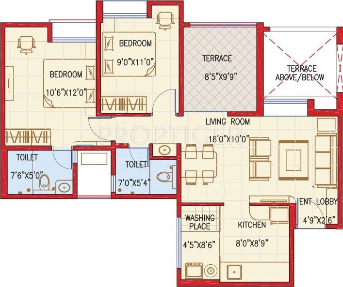 Kothari The Leaf (2BHK+2T (959 sq ft) 959 sq ft)
