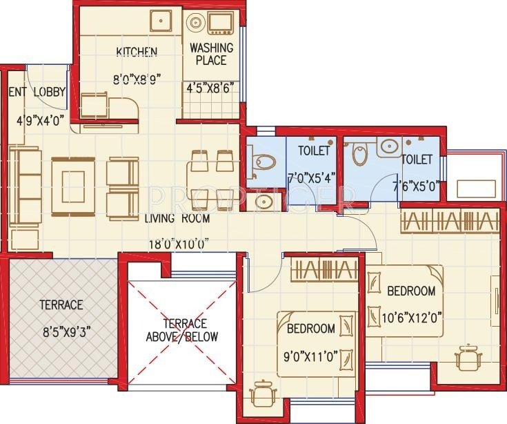 Kothari The Leaf (2BHK+2T (964 sq ft) 964 sq ft)