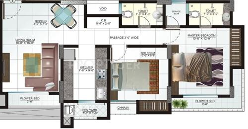 Bhumi Aaryan Residency (2BHK+2T (927 sq ft) 927 sq ft)