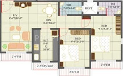 Hiral Homes Hiral Splendour Floor Plan (2BHK+2T)