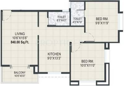 Rajashree Blossom (2BHK+2T (840 sq ft) 840 sq ft)