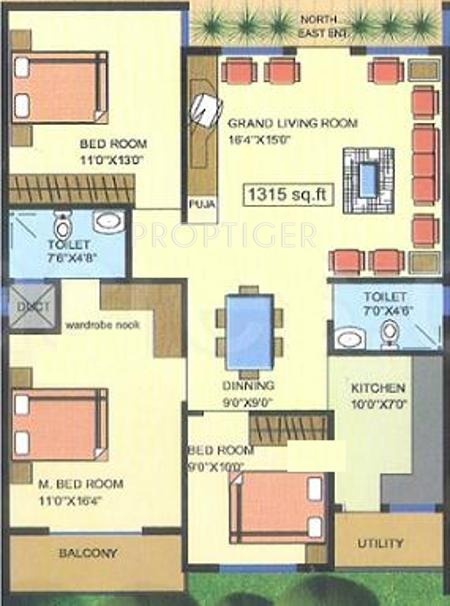 MGK Blue Bells (3BHK+2T (1,315 sq ft) 1315 sq ft)