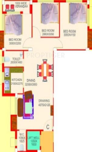 Diaya Diaya (3BHK+3T (1,300 sq ft) 1300 sq ft)