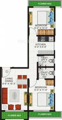 KT Group Gaur Kripa Chs Ltd Floor Plan (2BHK+2T)
