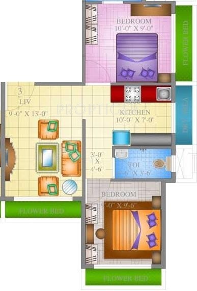 KT Group Ruby Chs Ltd Floor Plan (2BHK+1T)