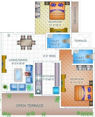 KT Group JayShree Akshay Chs Ltd Floor Plan (2BHK+2T)