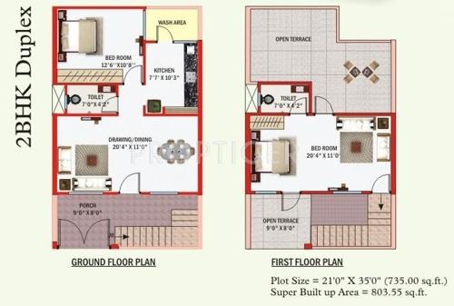 Rai Bhavya Ganesh City Villa (2BHK+2T (803 sq ft) 803 sq ft)