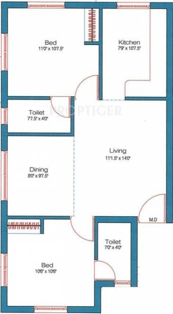 MM New Launch (2BHK+2T (827 sq ft) 827 sq ft)