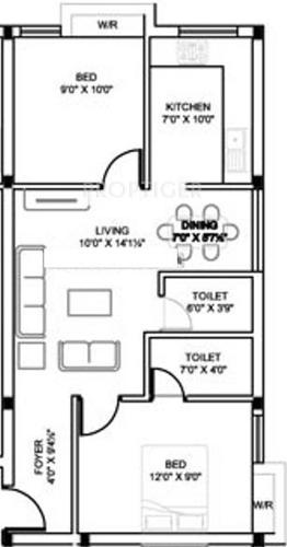MM Sbi Colony (2BHK+2T (750 sq ft) 750 sq ft)