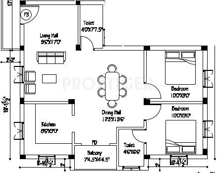 Pappas Prakash Flats (2BHK+2T (1,000 sq ft) 1000 sq ft)