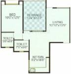 Floor Plan (1BHK+2T) Nirman Group Residency Floor Plan (1BHK+2T)
