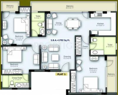 Unique Garden Residency (3BHK+3T (1,792 sq ft) 1792 sq ft) Unique Garden Residency (3BHK+3T (1,792 sq ft) 1792 sq ft)