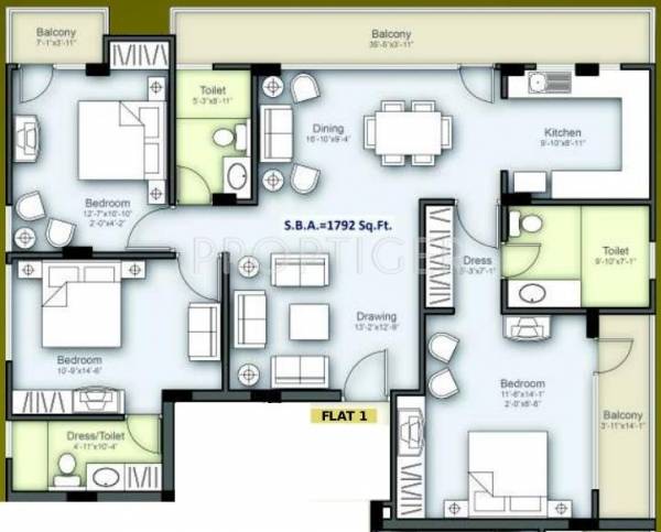 Unique Garden Residency (3BHK+3T (1,792 sq ft) 1792 sq ft)