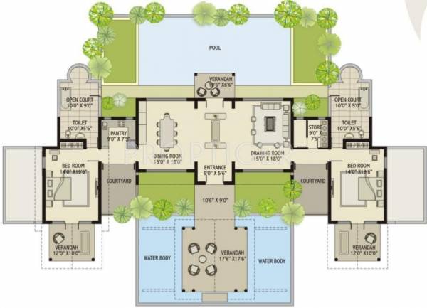 Dev Group India Villa Floor Plan (2BHK+2T + Pooja Room)