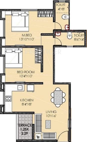 OM Galaxy Apartment (2BHK+2T (798 sq ft) 798 sq ft)