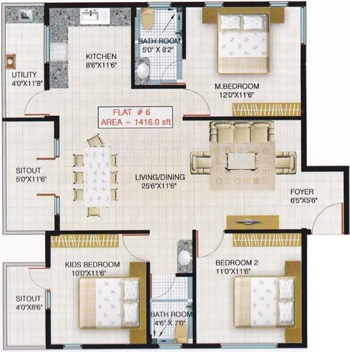 Ideal Aryan Faery (3BHK+2T (1,416 sq ft) 1416 sq ft)