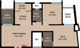 ARP Suburbia (2BHK+2T (782 sq ft) 782 sq ft)